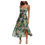 Fashionme Satin Tie Front Slip Dress, Green large