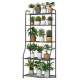 5-Tier Plant Stand, Waterproof Metal, Black