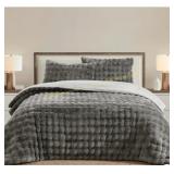 Frye 3 Piece Faux Fur Comforter Set King