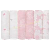 GLLQUEN Baby Receiving Blanket (6 Pack) Pink