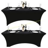 2-Pack 6ft Black Spandex Table Covers