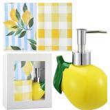 Lemon Soap Dispenser Set with Towels