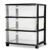 HOMZ 3-Tier Wide Clear Plastic Drawer Tower