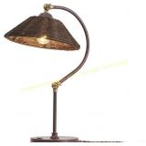 Rattan Bedside Table Lamp, Plug-In, Dark Brown