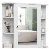 Meilocar Medicine Cabinet with Mirror, White