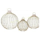 Northlight 3 LED Ornaments, 24.25" Gold
