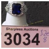Simulated sapphire ring.  Size 8