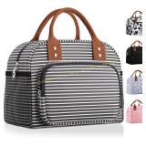 Insulated Lunch Bag for Women, Black/White