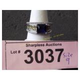 Simulated sapphire and emerald ring.   Size 9.