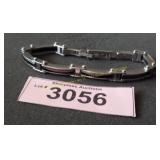 Menï¿½s link stainless steel bracelet with black