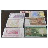 Six foreign paper money notes