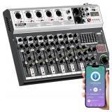 BAXS 7-Channel DJ Mixer USB +48V Phantom