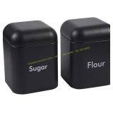 Juvale Set Black Flour & Sugar Canisters (40 oz)