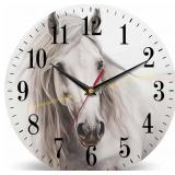 Mxocom White Horse Portrait Wall Clock, 10"