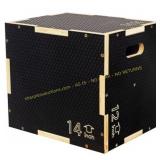 Fitvids 16x14x12 Wooden Plyometric Box, Black