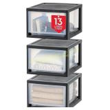 IRIS 13.7L Plastic Stacking Drawer, 3-Pack
