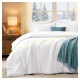 Full Comforter Sets White, 3Pcs (82x86)