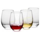 Stemless Wine Glasses Set of 4, 18 oz (Clear)