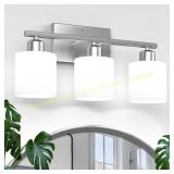Brushed Nickel 3-Light Bathroom Vanity Lights