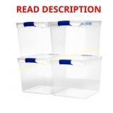 Homz 4-Pack Large Tote with Latching Lid blue