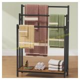 46" Towel Rack, 3-Tier, Rustic Brown/Black
