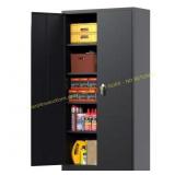 Aobabo Black Locking Metal Cabinet with 4 Shelves