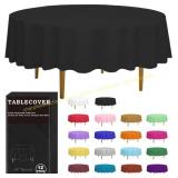 D&Z Disposable Black Round Tablecloth, 12 Pack