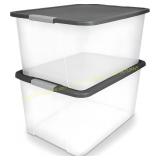 HOMZ 2-Pack Secure Latch Storage Bins, 64 Qt