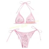 Verdusa Glitter Triangle Bikini Swimsuit