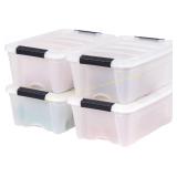 IRIS 12L Plastic Storage Box with Lid (4 Pack)