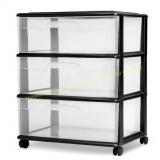 HOMZ 3-Drawer Cart with Wheels, Black