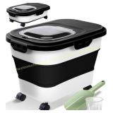 Collapsible Dog Food Storage with Lid TAN