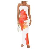 PRETTYGARDEN Strapless L Maxi Floral Dress