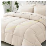 JOLLYVOGUE Beige Queen Comforter Set