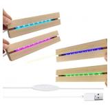 4Pcs 6" Wooden LED Stand Base, Colorful Light