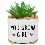 You Grow Girl White Ceramic Planter Pot
