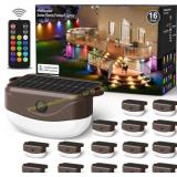 Solar Fence Lights w/ Remote 50ft IP67 RGBYW