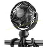 Gaiatop Mini Pram Fan, 3-Speed Clip-On Black