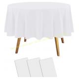 Childom 84" Round Tablecloths, 3 Pack White