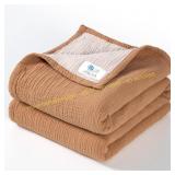 lulumoon Muslin Baby Blanket - 47"x47" Caramel