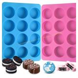 SAGOOITS 12-Cavity Cookie Molds, Pink/Blue (2)