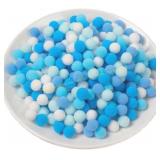 Blue & White Pom Poms 0.4" Craft Puff