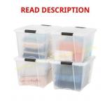 IRIS 54 Qt Stackable Bins with Lids, 4 Pack