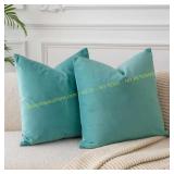 JUSPURBET Teal Velvet Pillow Covers 14x14 (2)