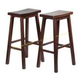 2pk Walnut Wood Kitchen Counter Stools