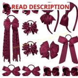 DEEKA Burgundy School Hair Accessories Set