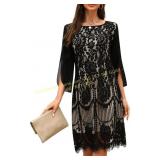 COOAN Lace Chiffon Dress XL