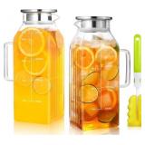 Aofmee Glass Pitcher, 2L/68oz, 2-Pack