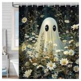 Halloween Shower Curtain: Ghost Decor 72x72