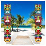 Memorywuu Luau Tiki Yard Signs with Stakes LED